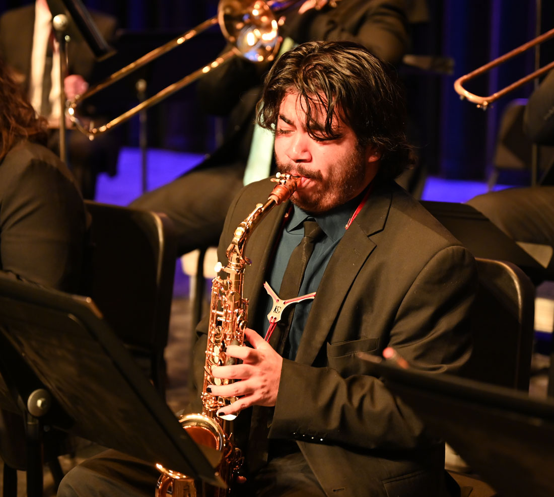 TTU music student playing saxophone