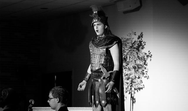 Roman centurion singing opera