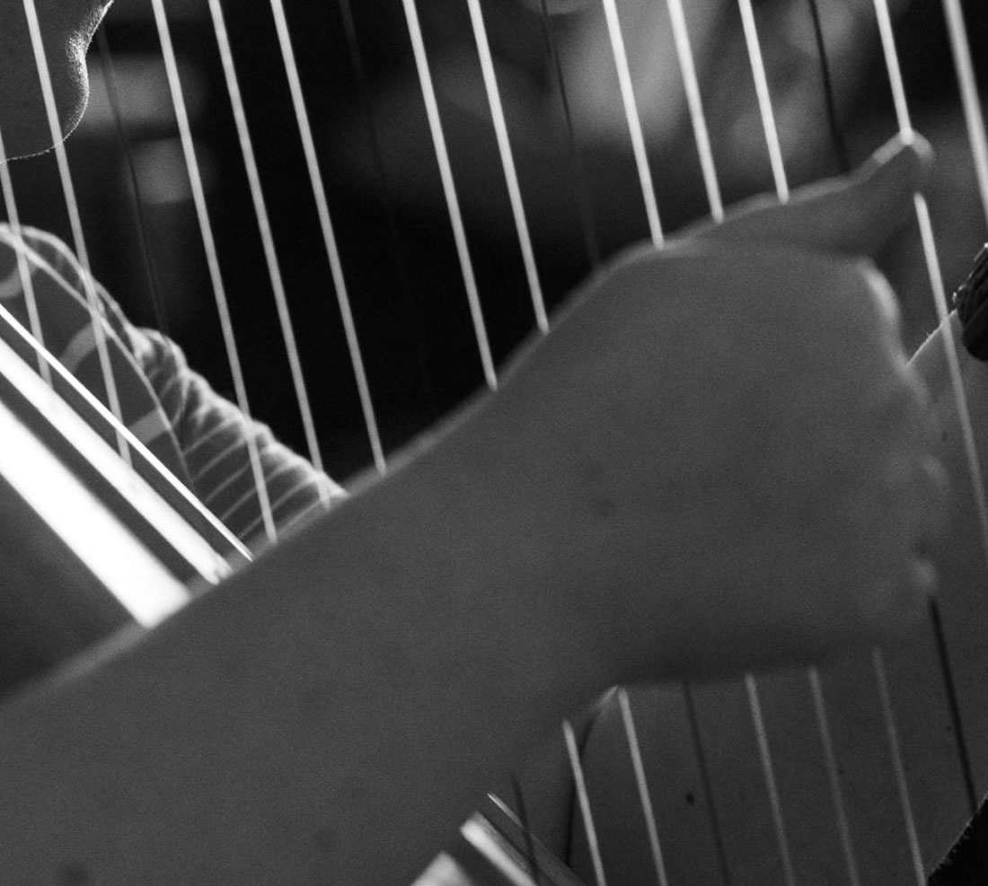 Person playing a harp