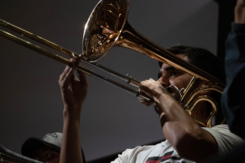 Student playing trombone