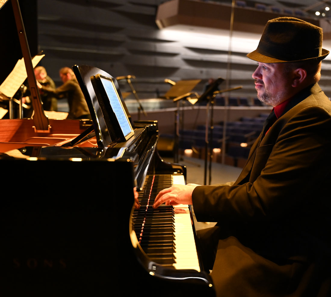 TTU SOM student playing the piano