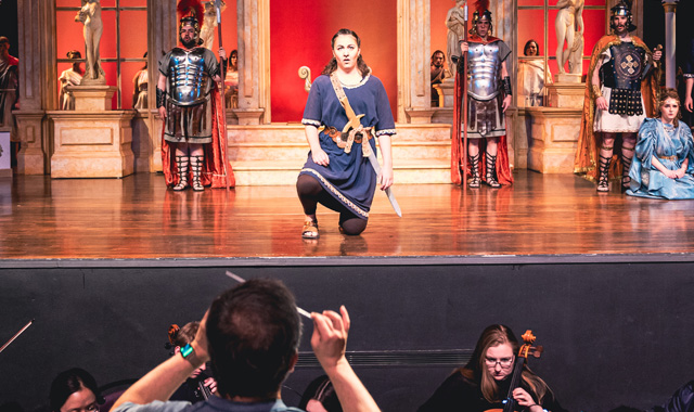 TTU Music students in the orchestra with an opera