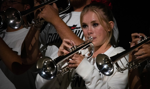 TTU Music students on brass instruments