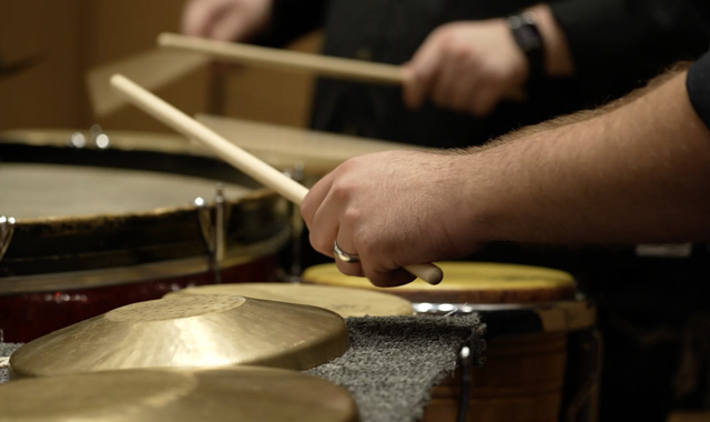 TTU Music student playing percussion instruments