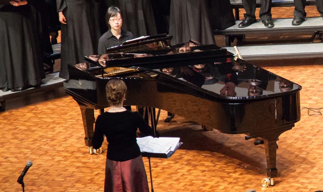 Piano playing with orchestra