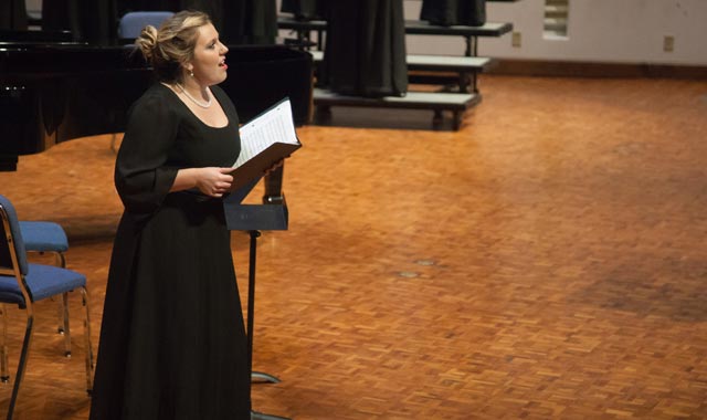 TTU student singing at choir concert