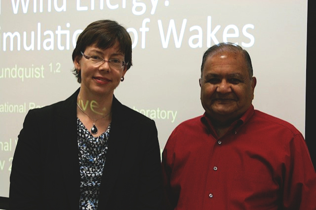 Dr. Julie Lundquist from the University of Colorado at Boulder during her McDonald-Mehta Lecture Fall 2015.