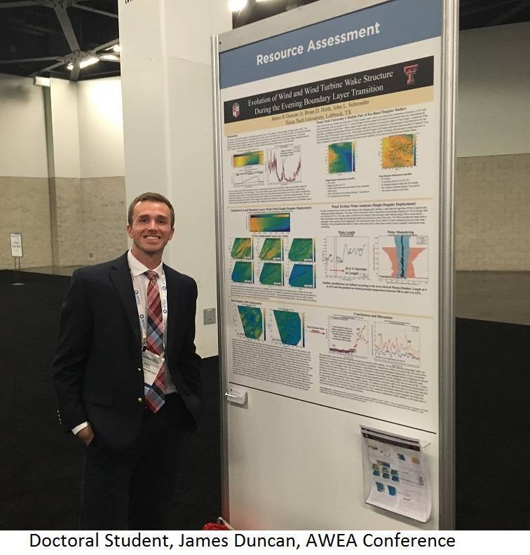 WiSE Doctoral Student, James Duncan, at the AWEA Conference, standing infront of his poster.