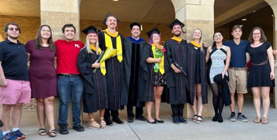 Nadolsky (5th from right) and friends at graduation