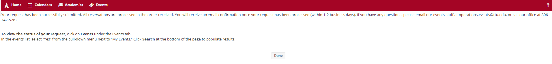 Showing the webpage that the form has been submitted and the customer will request will be processed in 1-2 business days