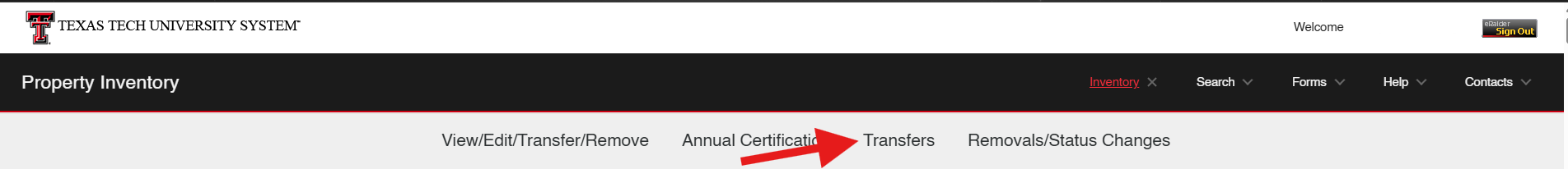 Red arrow pointing to the word transfer