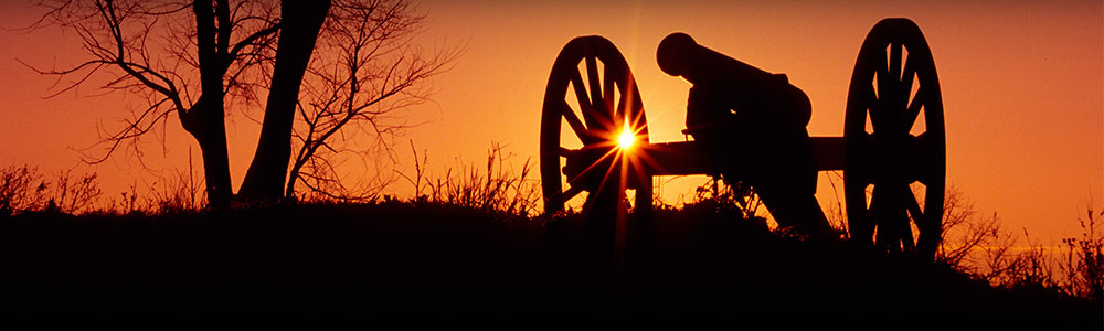 Civil War Cannon at Sunset