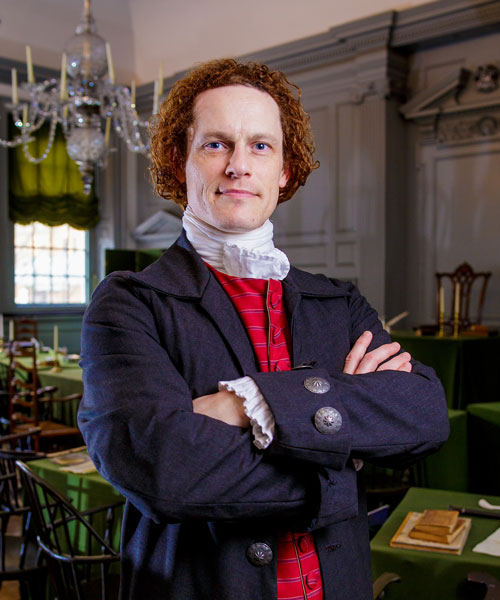 Steve Edenbo as Thomas Jefferson in Independence Hall.