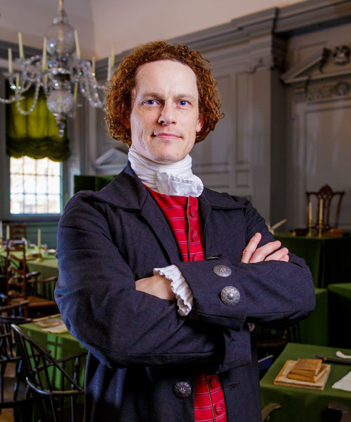 Steve Edenbo as Thomas Jefferson in Independence Hall. Steve Edenbo as Thomas Jefferson in Independence Hall.