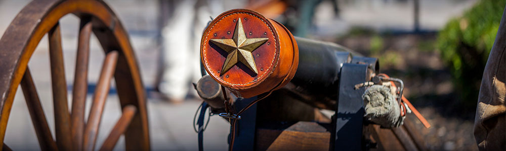 Antique leather cover decorated with metal star used for a 19th century gunpowder cannon
