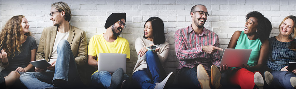  diverse group of people chatting with each other