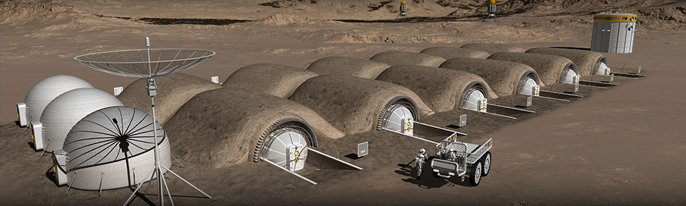  NASA rendering of a base on Mars.