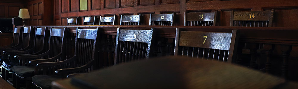  antique jury’s box in courthouse