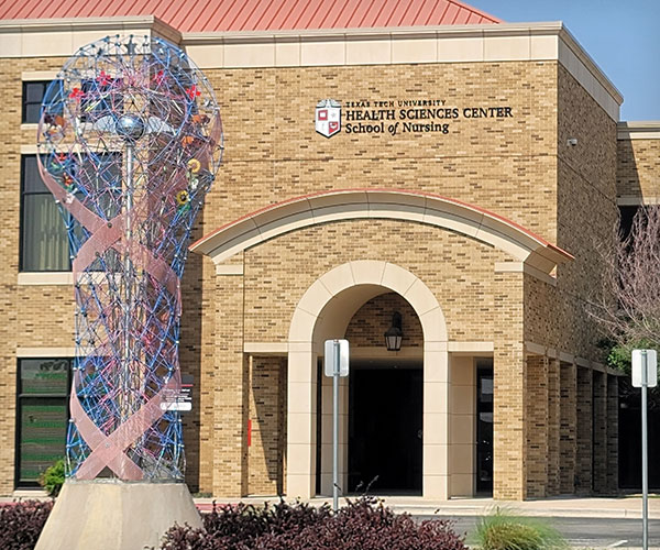 Front of the Texas Tech University Health Sciences Center School of Nursing building in Abilene, Texas.