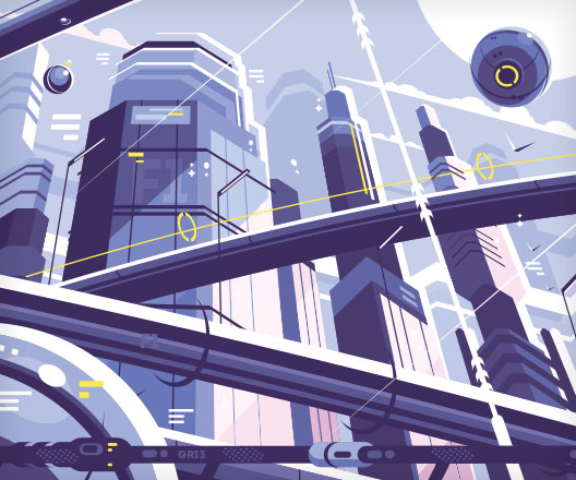 Futurescape Rendering of a futuristic cityscape.
