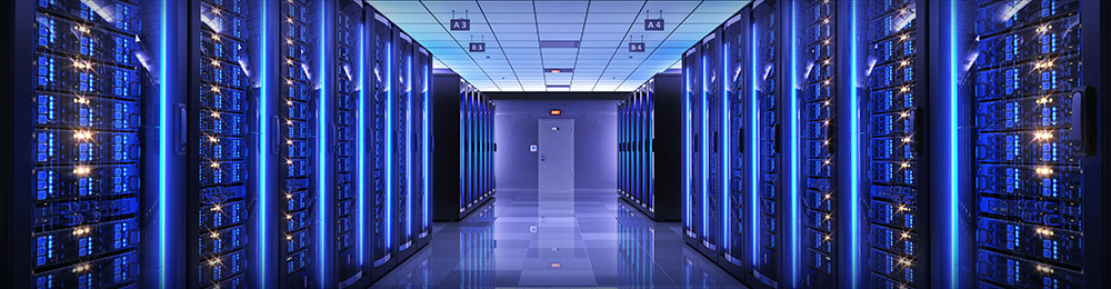 Server racks in server room data center.