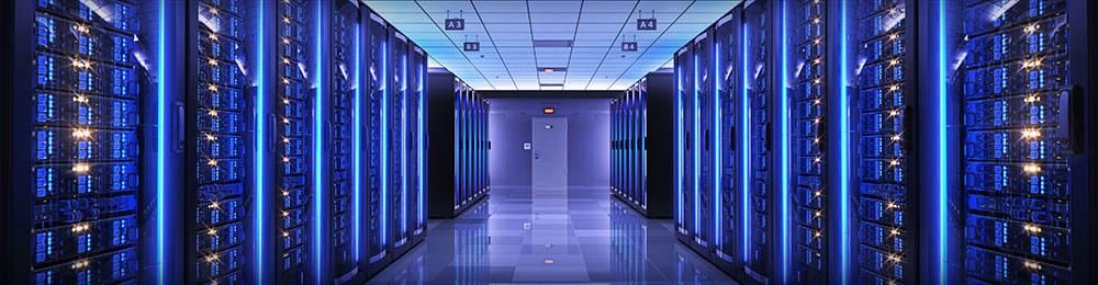 Server racks in server room data center.