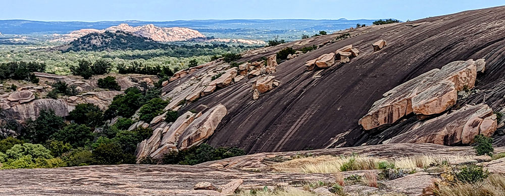  View looking west along the Cross Mountain Trail showing an Outcrop of Edwards Group Limestone.