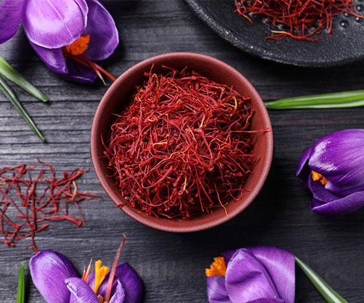 Saffron flowers and spice