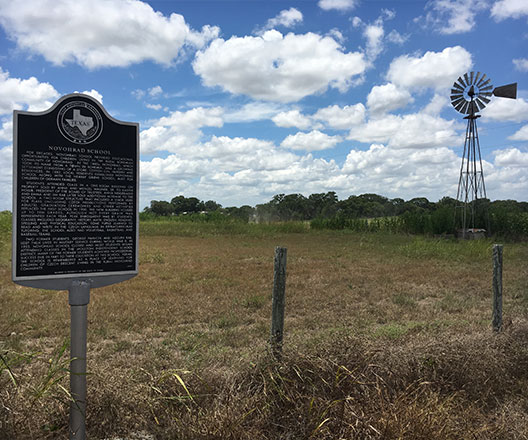 Texas historical marker at Novohrad