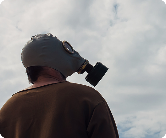 man wearing respirator