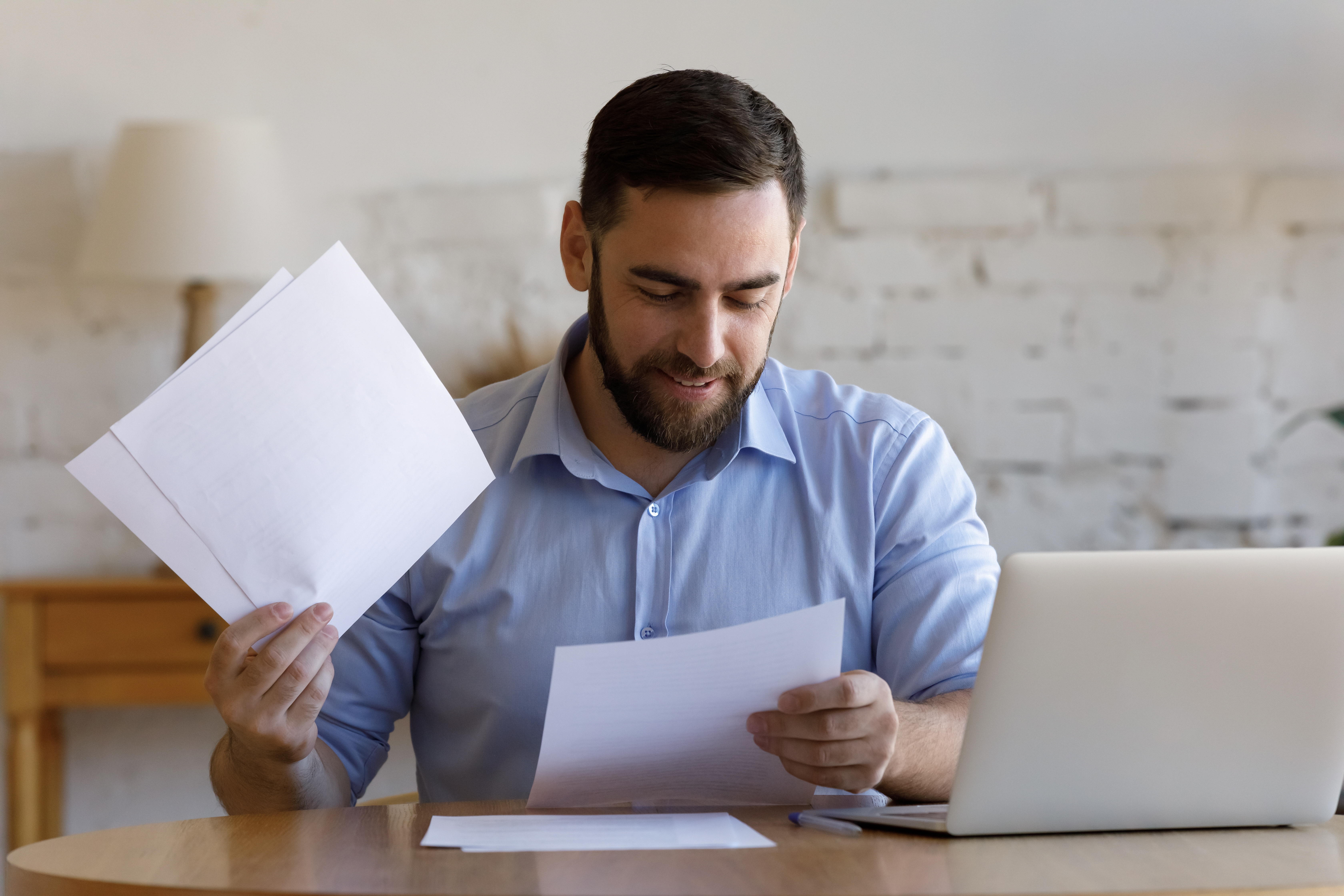 Person looking at papers