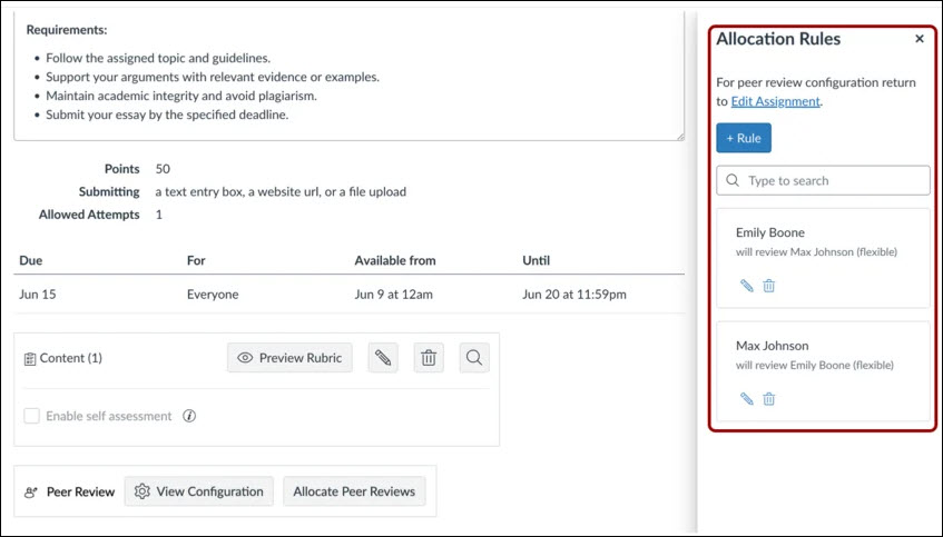 View Allocation Rules