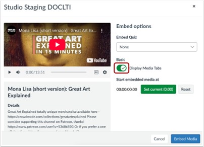 Display or Hide Media Tabs