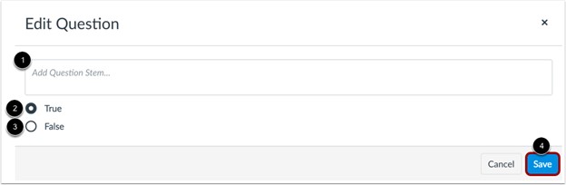 Edit True or False Question Details