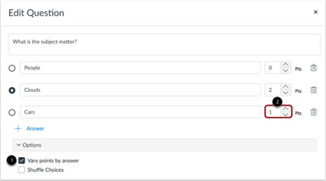 Vary Points by Answer