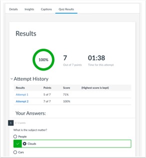View Results of Studio Quiz