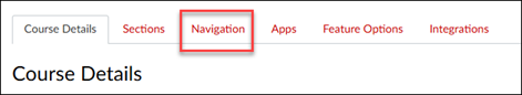 Graphic of Course Details page > Navigation tab at the top.