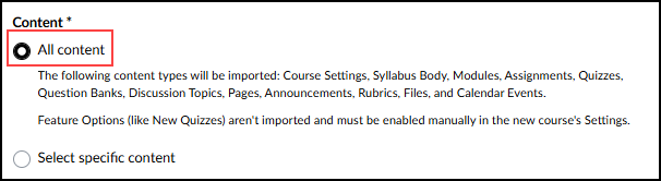 Image of the All content option selected.