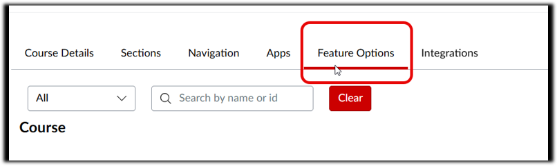 Feature Options Tab