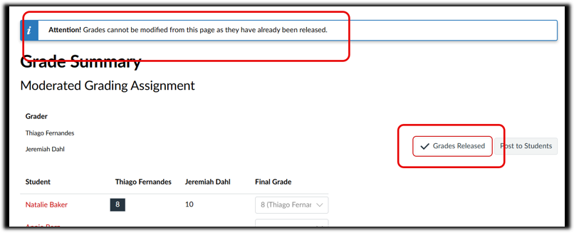 Grades released