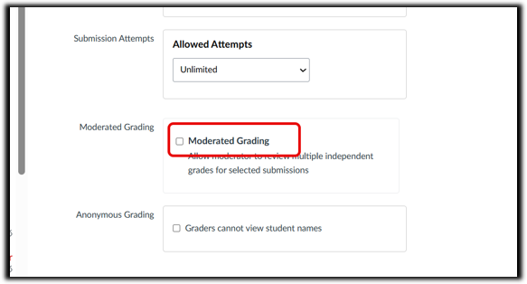 Moderated Grading checkbox