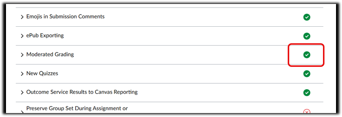 Moderated grading enabled