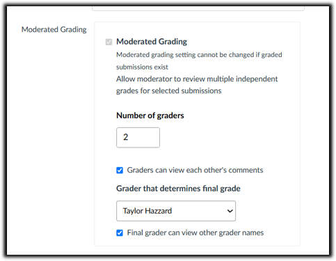 Moderated Grading settings