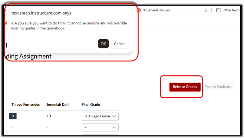 Release grades option