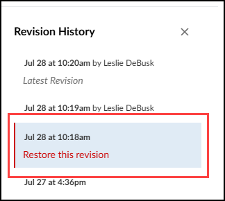 Restore Revision