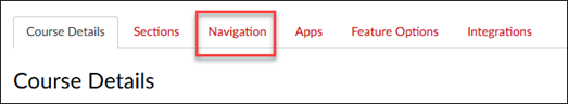 Image of the Course Details page with the Navigation option highlighted