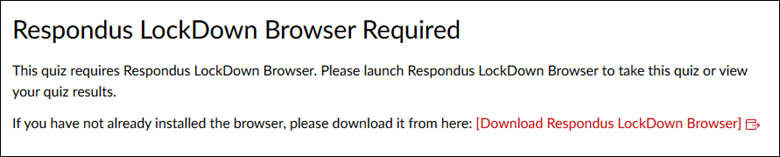 Image of the Required LockDown Browser Option for Classic Quizzes