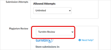 Image of the Turnintin-Rewiew option