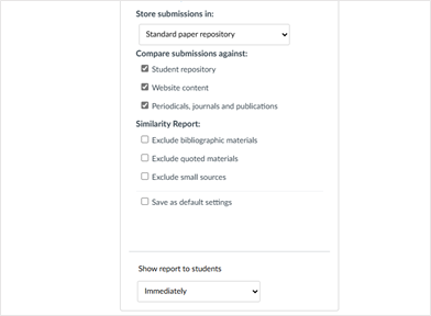 Image of the Turnitin Configuration Options