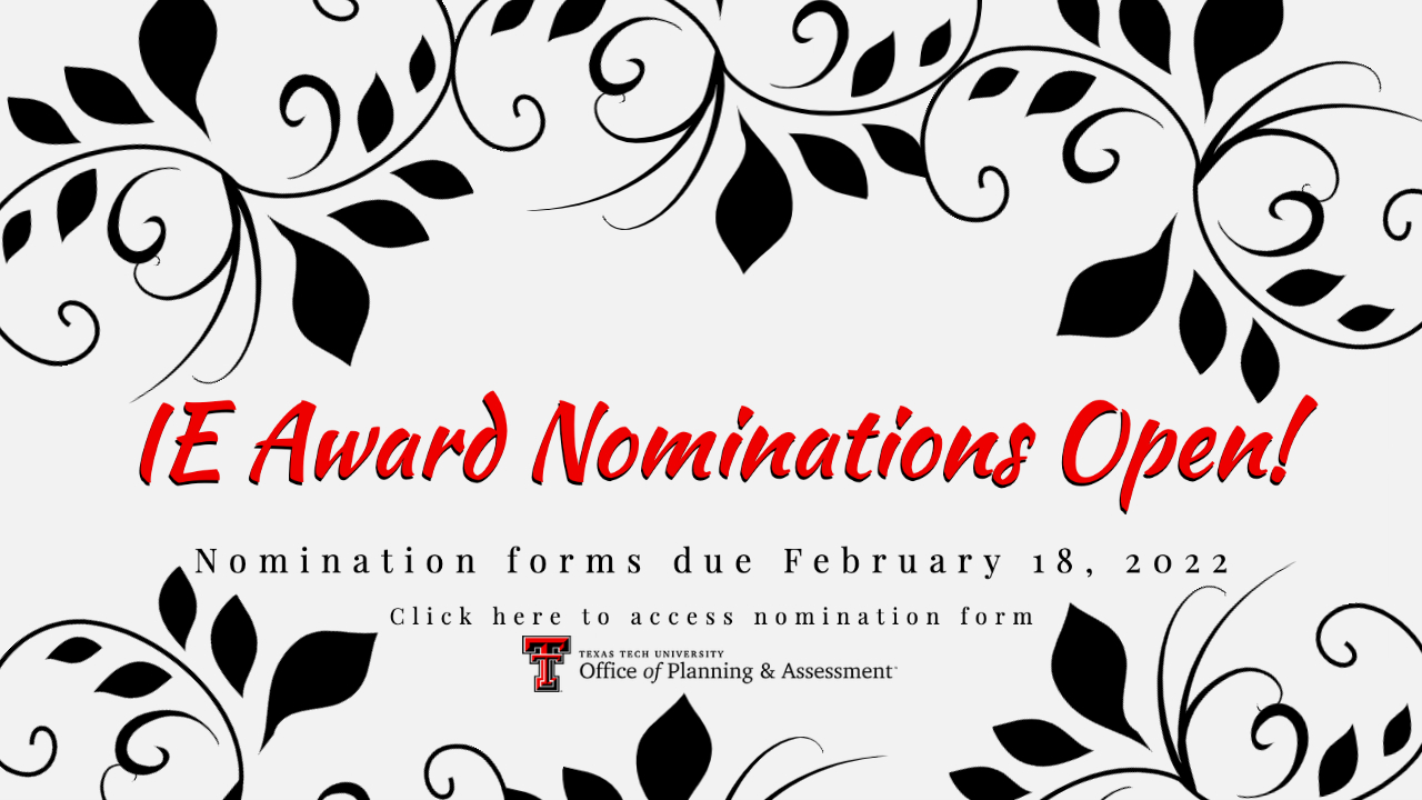 IE Award Nominations open, forms due February 18,2022